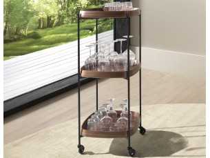 Chariot de bar en acier inoxydable avec plateaux en bois - ABELLO 1