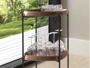 Stainless steel bar trolley with wooden trays - ABELLO 1 2