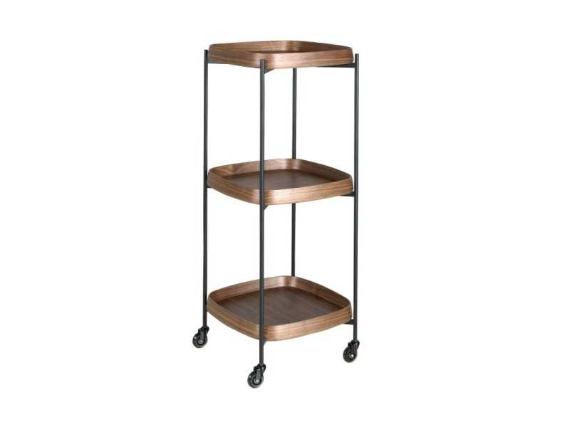Stainless steel bar trolley with wooden trays - ABELLO 1