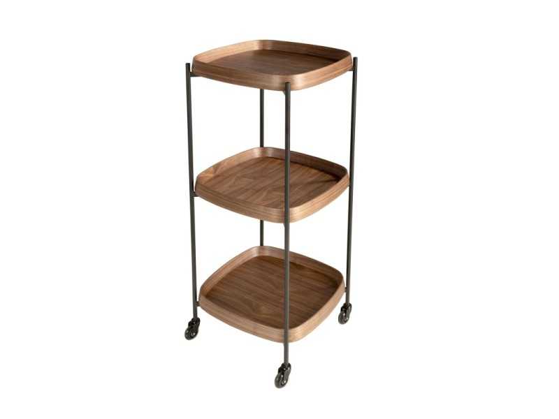 Stainless steel bar trolley with wooden trays - ABELLO 1