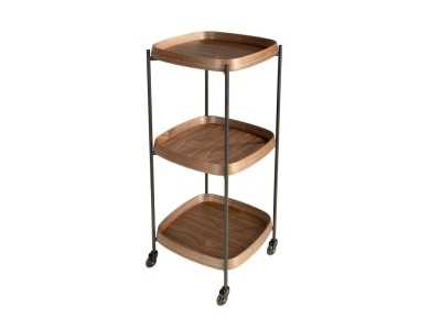 Stainless steel bar trolley with wooden trays - ABELLO 1