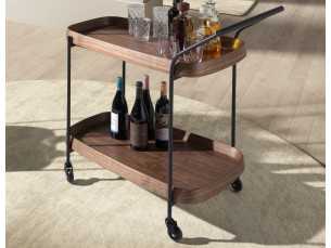 Stainless steel bar trolley with wooden trays - ABELLO 2
