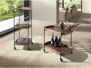 Stainless steel bar trolley with wooden trays - ABELLO 2 2