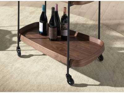 Chariot de bar en acier inoxydable avec plateaux en bois - ABELLO 2