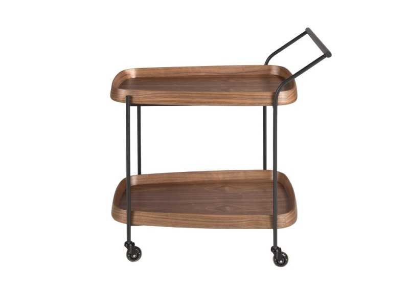 Chariot de bar en acier inoxydable avec plateaux en bois - ABELLO 2