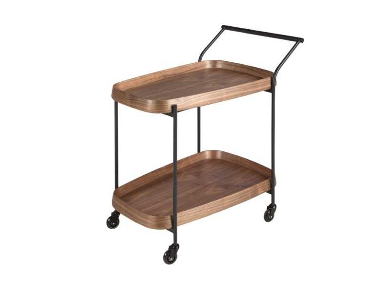 Carrito bar de acero inoxidable con bandejas de madera - ABELLO 2