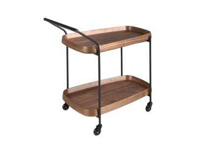 Chariot de bar en acier inoxydable avec plateaux en bois - ABELLO 2