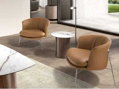 Table d'angle au design moderne avec plateau en marbre porcelaine, bois et acier inoxydable - AALS