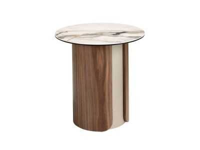 Modern design corner table with wood, stainless steel and porcelain marble top - AALS