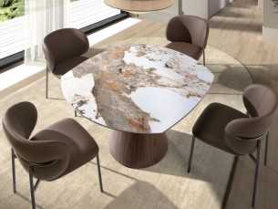 Mesa de comedor extensible con tapa de mármol porcelánico - ABACIAL