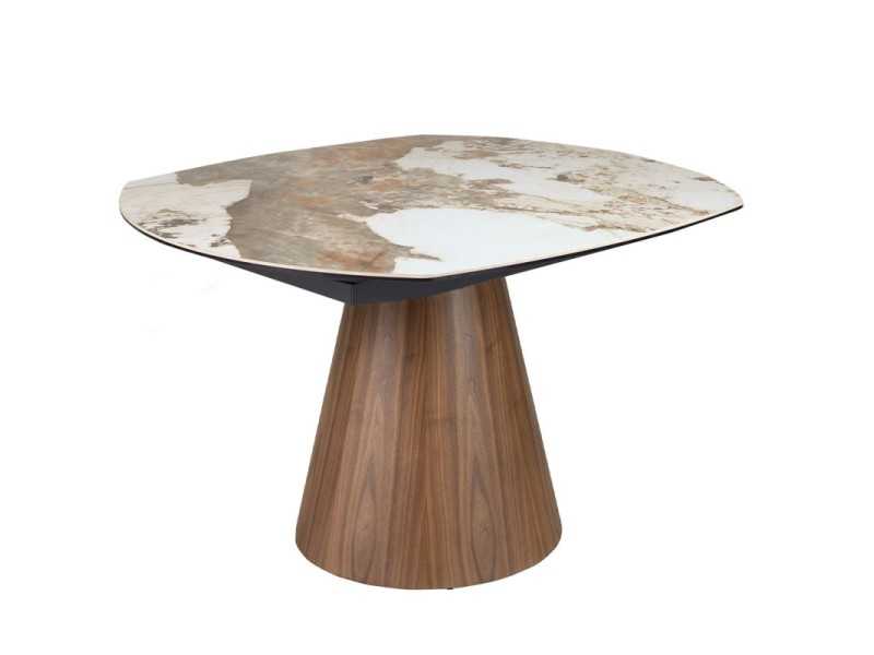 Table de salle à manger extensible avec plateau en marbre porcelaine - ABACIAL