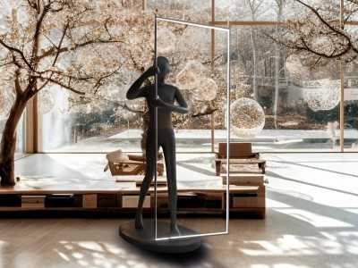 Lámpara escultura de fibra de vidrio lacado negro - PORTE