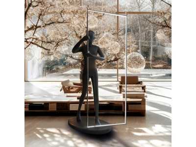 Black lacquered fiberglass sculpture lamp - PORTE