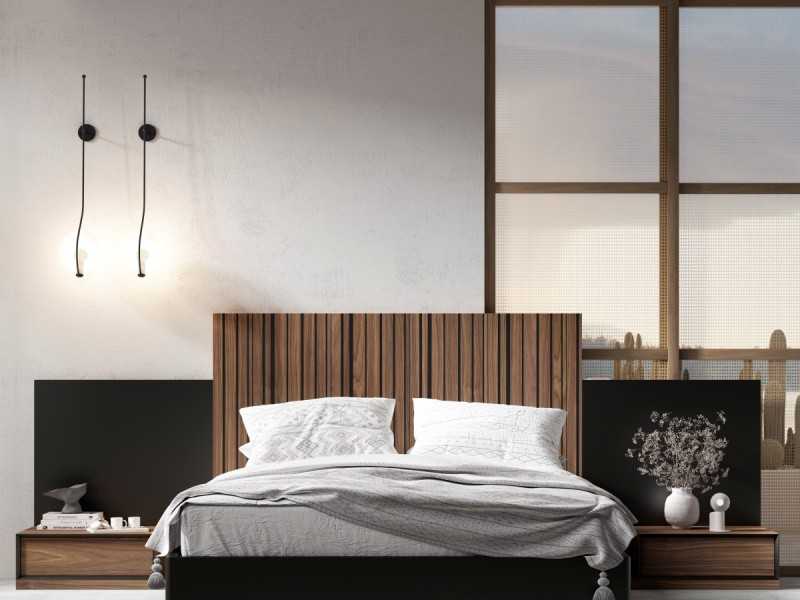 Tête de lit design XXL avec tables de chevet à 1 tiroir - ALABAMA