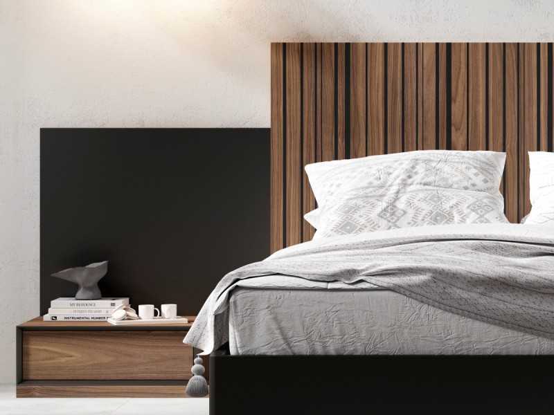 XXL designer headboard with 1-drawer bedside tables - ALABAMA