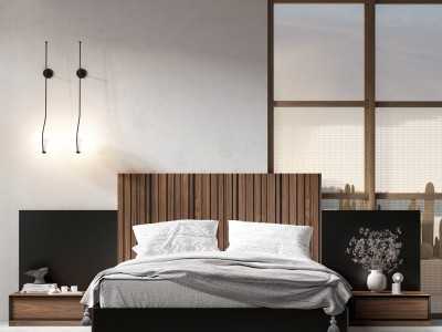 Complete XXL designer bed with 1-drawer bedside tables - ALABAMA