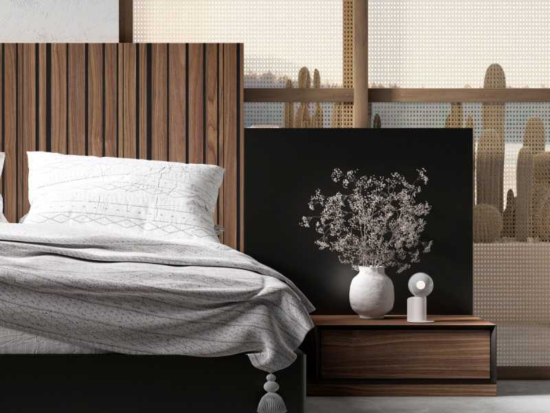 Complete XXL designer bed with 1-drawer bedside tables - ALABAMA