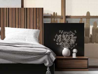 Complete XXL designer bed with 1-drawer bedside tables - ALABAMA