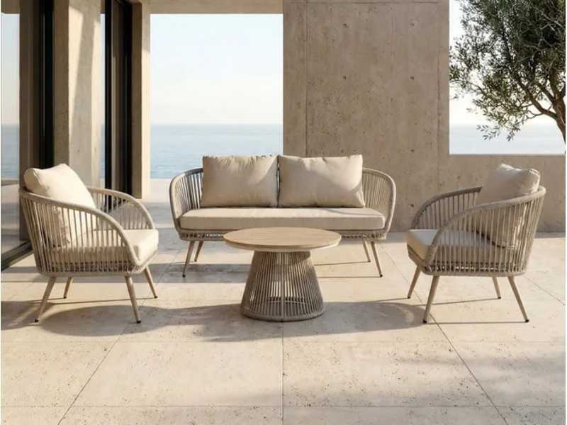 Ensemble de jardin en acier et rotin - AARON