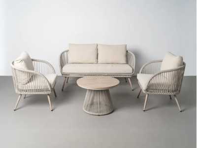 Steel and rattan garden set - AARON