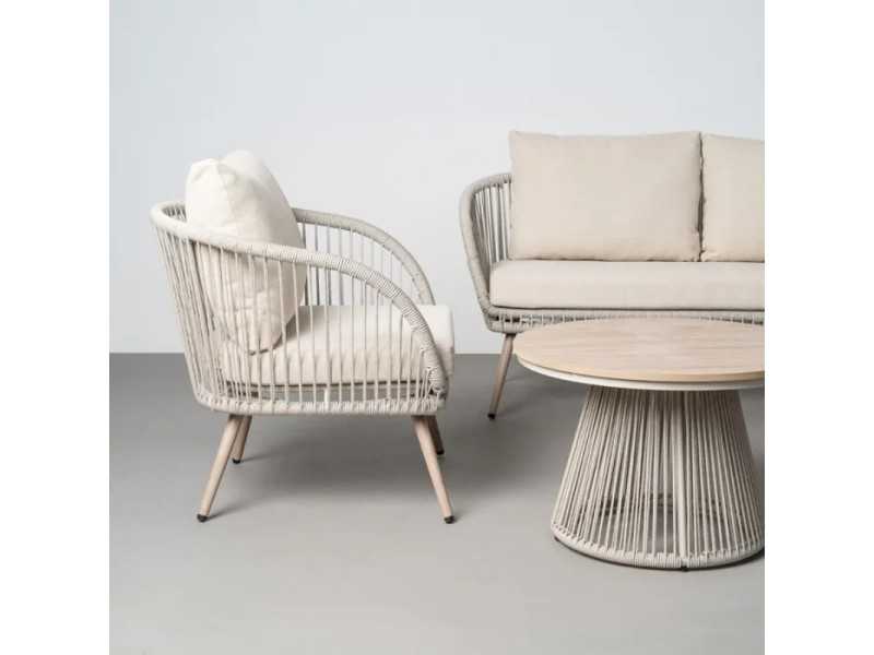 Steel and rattan garden set - AARON