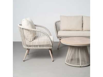 Steel and rattan garden set - AARON