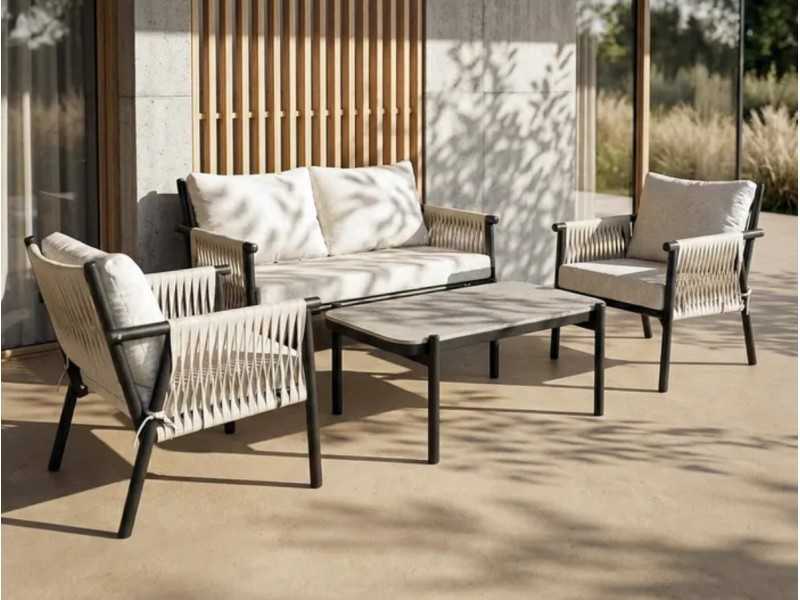 Ensemble de jardin en acier et rotin - ACCUA