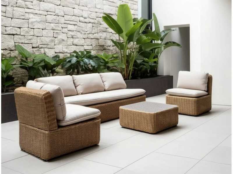 Conjunto de jardín en aluminio y ratán sintético - ABEINT