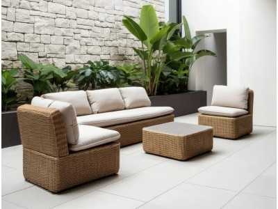 Conjunto de jardín en aluminio y ratán sintético - ABEINT