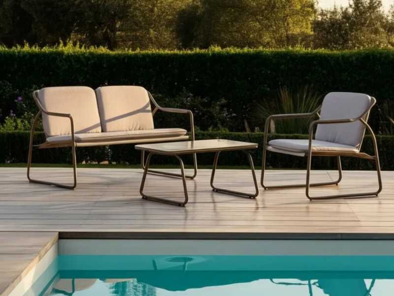 Conjunto de jardín en acero lacado taupe - ACKE TAUPE