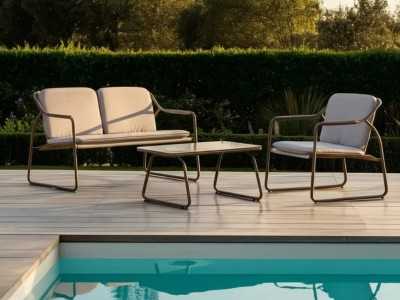 Garden set in taupe lacquered steel - ACKE TAUPE