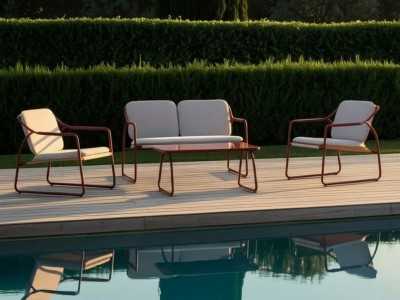 Garden set in terracotta lacquered steel - ACKE TERRACOTA