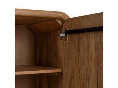 Rounded sideboard made of solid mango wood with drawers - AGAETE