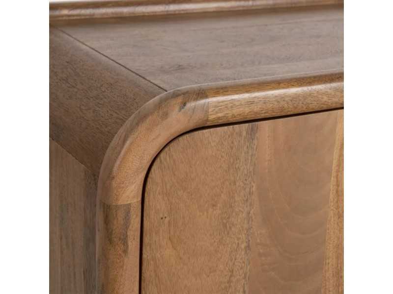 Rounded sideboard made of solid mango wood with drawers - AGAETE