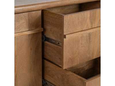 Rounded sideboard made of solid mango wood with drawers - AGAETE