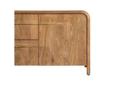 Rounded sideboard made of solid mango wood with drawers - AGAETE
