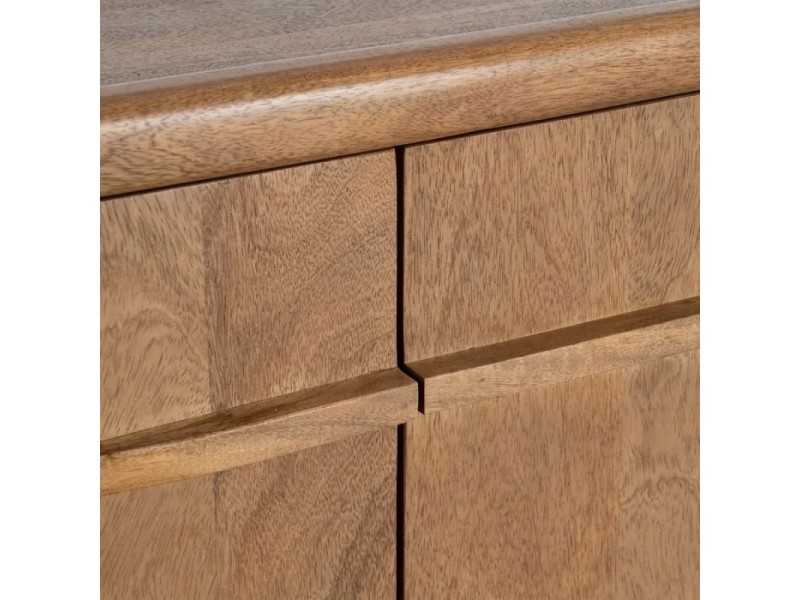 Rounded sideboard made of solid mango wood with drawers - AGAETE