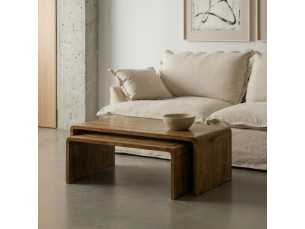 Set of 2 solid mango wood coffee tables - AIRE