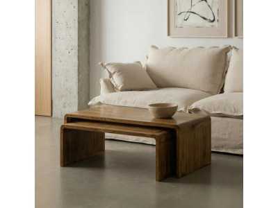 Set of 2 solid mango wood coffee tables - AIRE