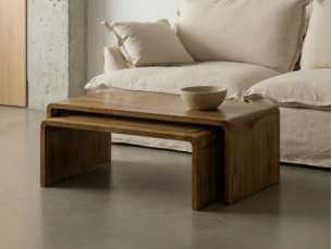 Ensemble de 2 tables basses en bois de manguier massif - AIRE 2