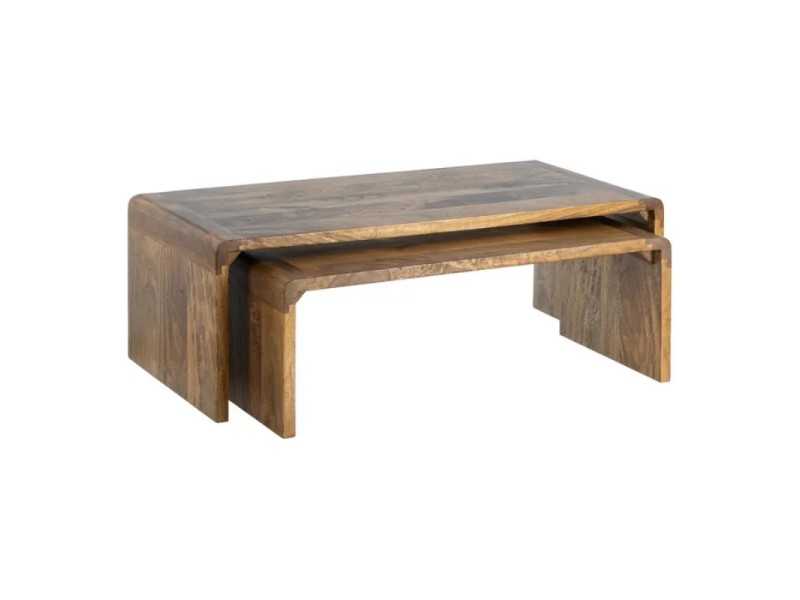 Ensemble de 2 tables basses en bois de manguier massif - AIRE