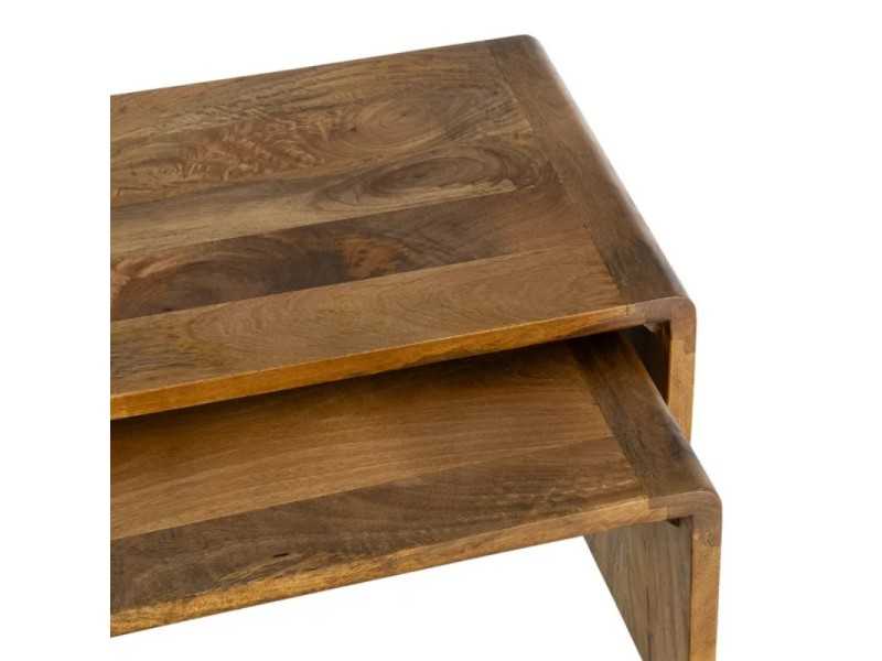 Ensemble de 2 tables basses en bois de manguier massif - AIRE