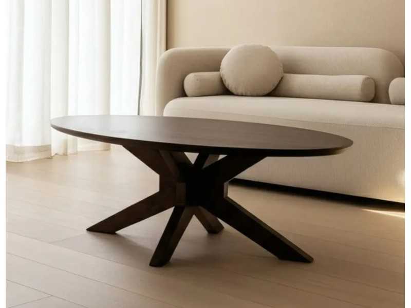 Mesa de centro ovalada en madera de mango - AMAN