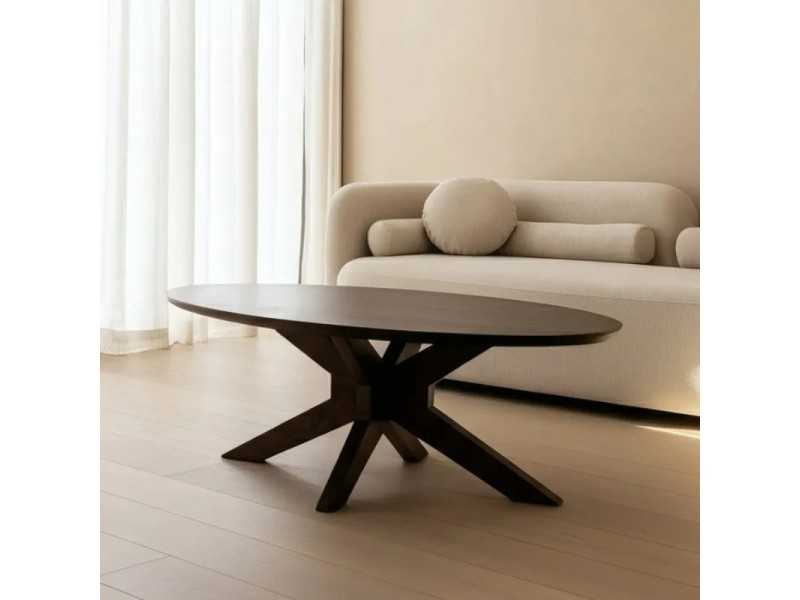 Table basse ovale en bois de manguier - AMAN