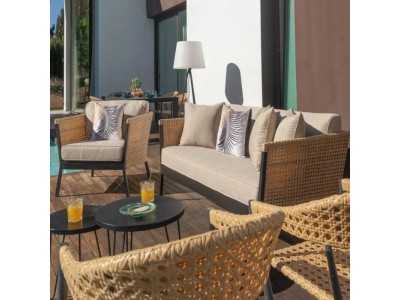 Fauteuil d'extérieur en rotin et aluminium - BAMBO