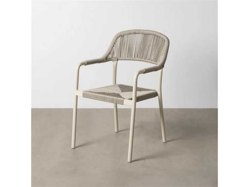 Outdoor chair made of aluminium and rattan - FLOWER BEIGE