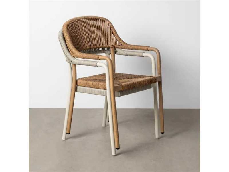 Outdoor chair made of aluminium and rattan - FLOWER BEIGE