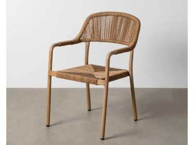 Outdoor chair made of aluminium and rattan - FLOWER NATURAL