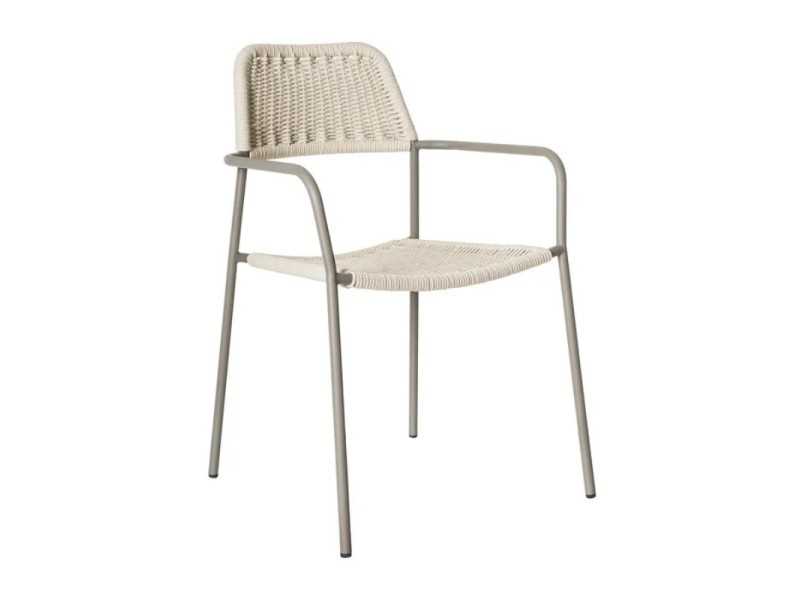 Chaise d'extérieur en acier et corde - BENIDORM CREMA