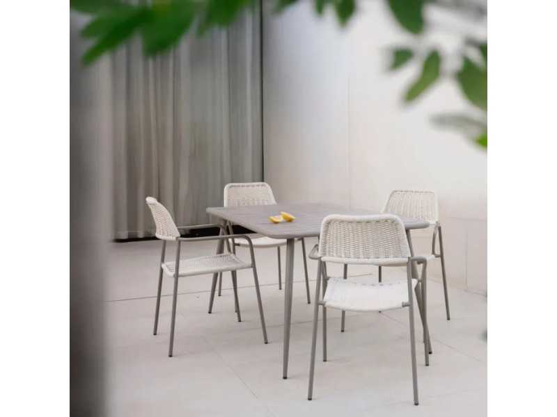 Chaise d'extérieur en acier et corde - BENIDORM CREMA